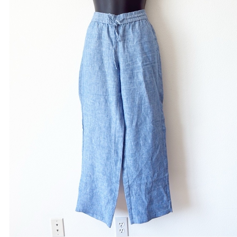 Talbot Blue Wide-Leg Linen Pants